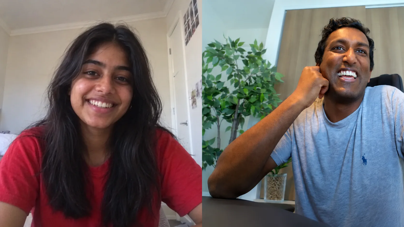 A student and coach smiling on a private 1:1 video coaching call