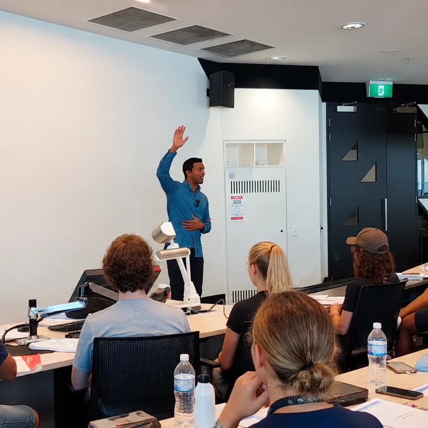 An InterviewMD coach teaching a room of applicants